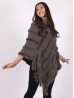 Hooded Poncho with Faux Fur Details